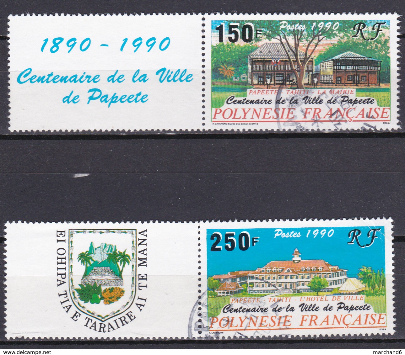 Polynésie Centenaire De La Ville De Papeete  N°358A-359A Oblitéré - Oblitérés