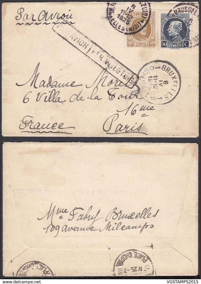Belgique - Lettre 11/04/1925 Par Avion - De Bruxelles Vers Paris (DD) DC2379 - Autres & Non Classés