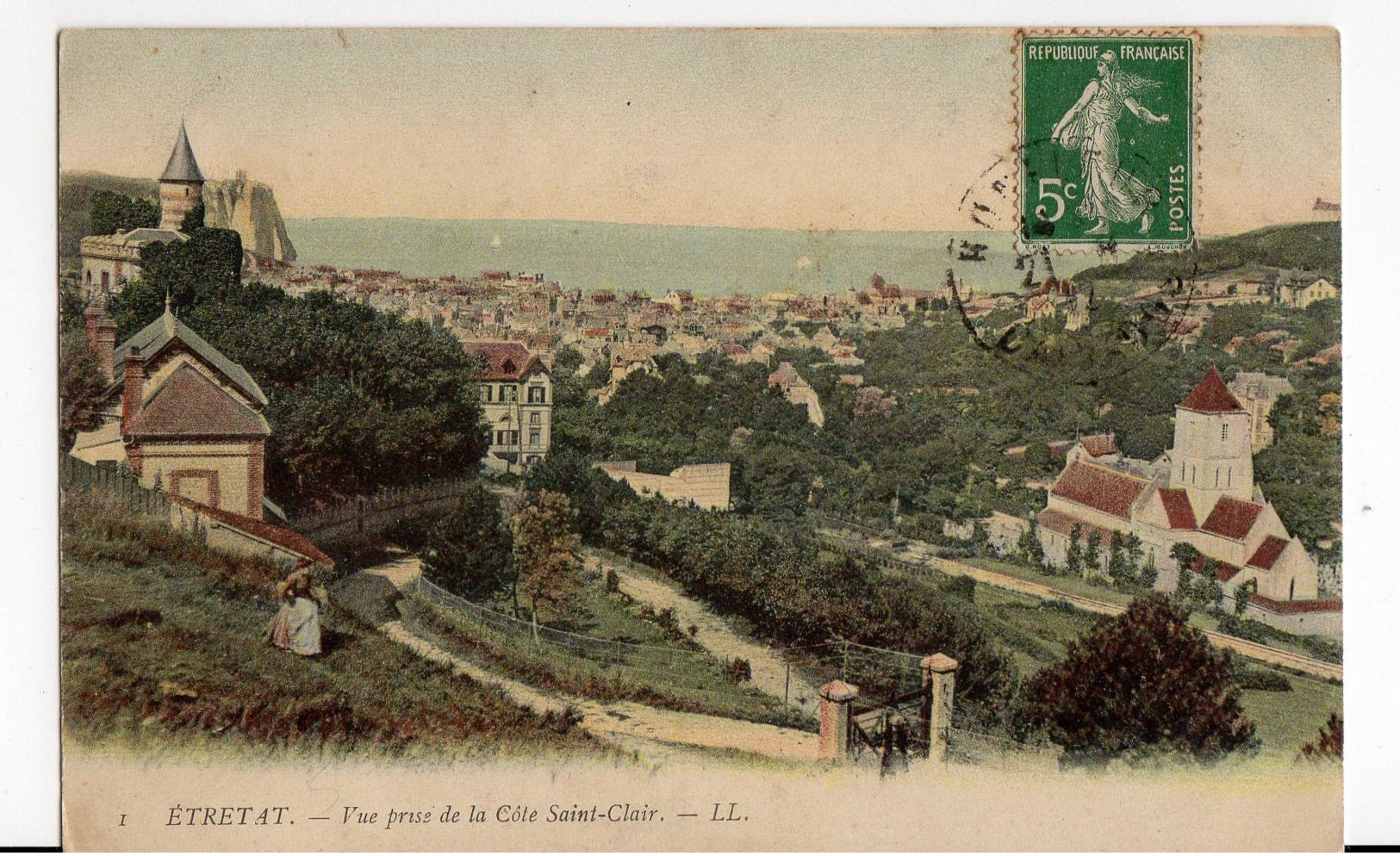 Etretat Seine Maritime, Vue Prise De La Côte St Clair, Voyagée 1912 - Etretat