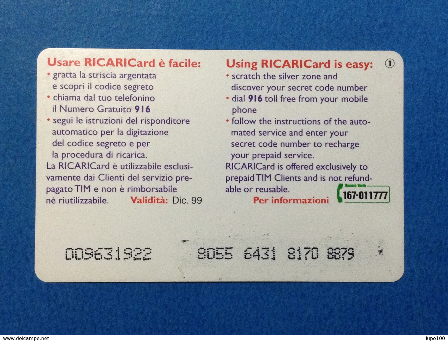 1997 ITALIA SCHEDA TELEFONICA RICARICARD TIM USATA USED PHONE CARD - FLASH GORDON 100.000 LIRE SCAD. DIC 99 - Schede GSM, Prepagate & Ricariche