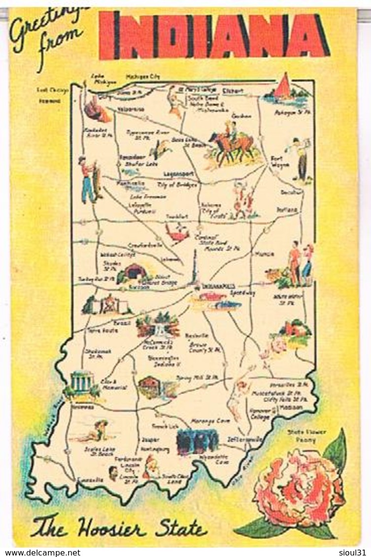 GREETINGS  FROM  INDIANA  THE  HOOSIER  STATE     TBE  US385 - Indianapolis