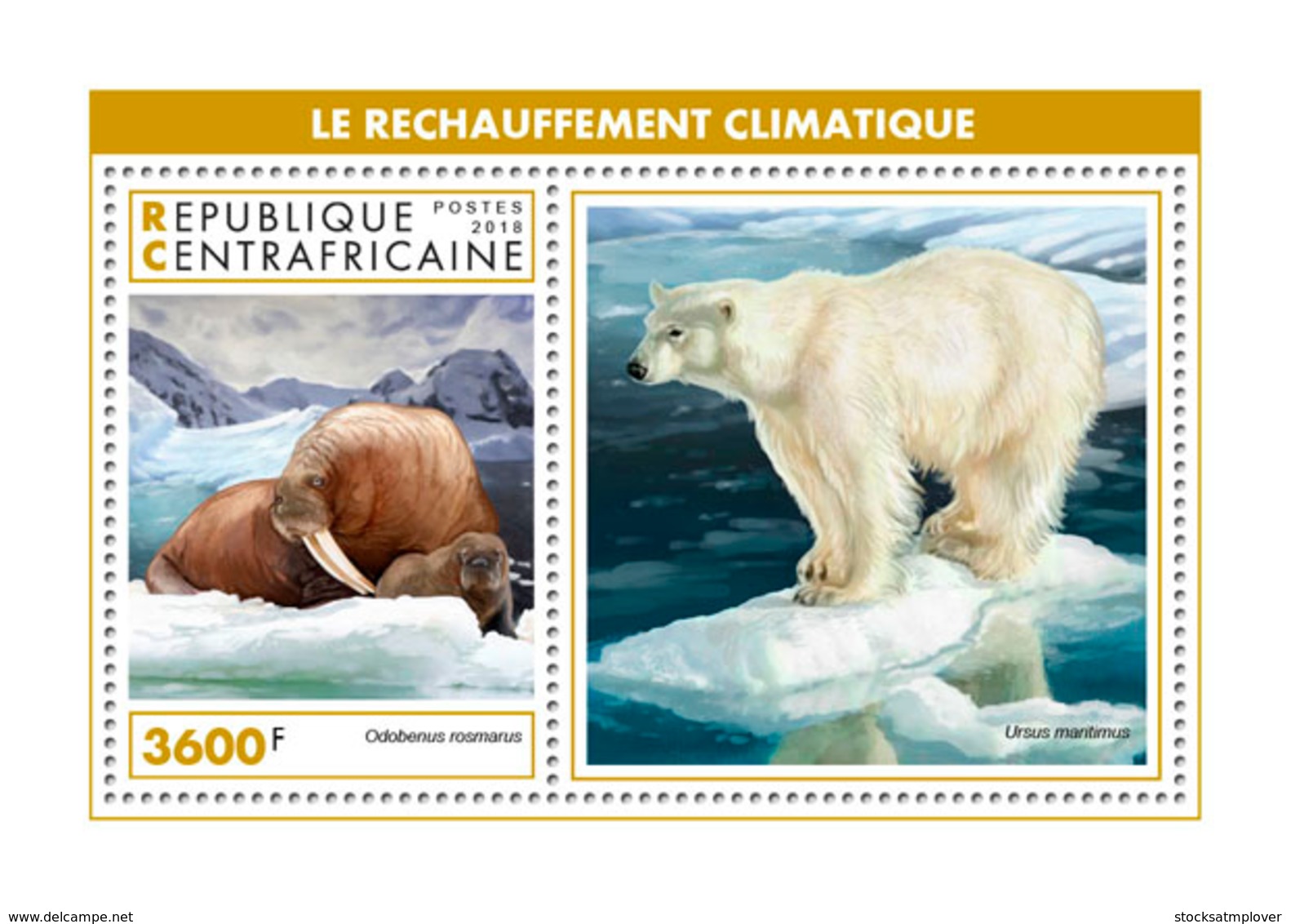 Central Africa 2018  Fauna  Global Warming, Polar Bear , Walrus S201902 - Central African Republic