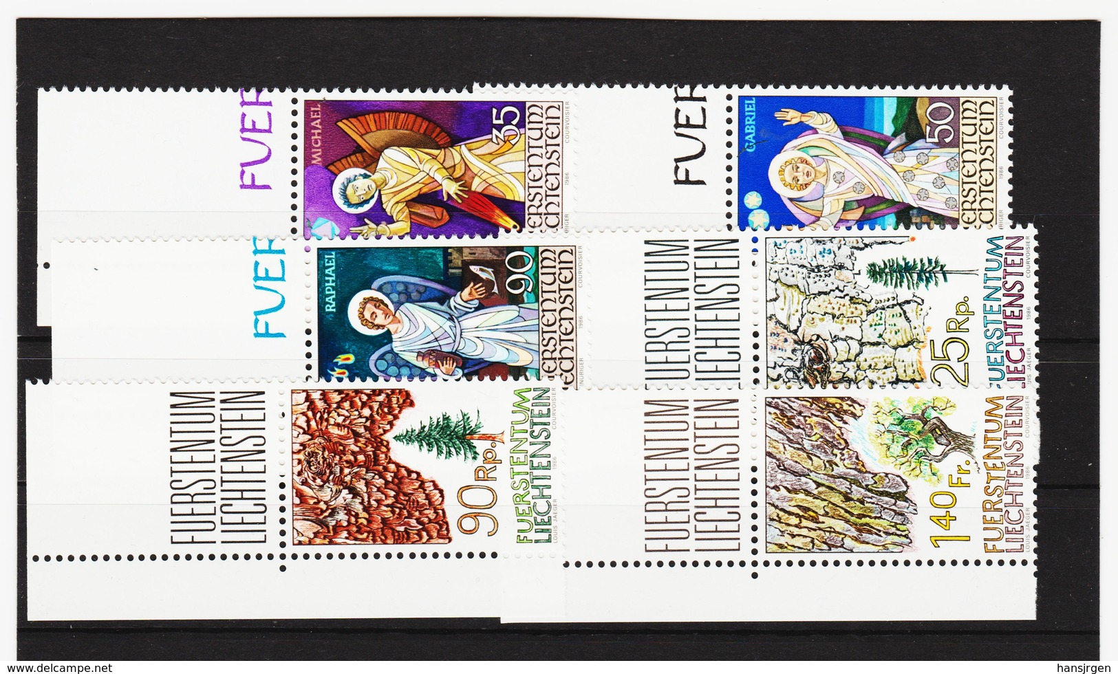 LKA25 LIECHTENSTEIN 1986 Michl 910/15 ECKRAND ** Postfrisch SIEHE ABBILDUNG - Unused Stamps