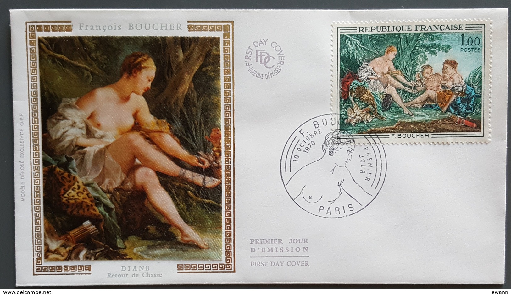 FDC 1970 - YT N°1652 - FRANCOIS BOUCHER / DIANE - PARIS - 1970-1979