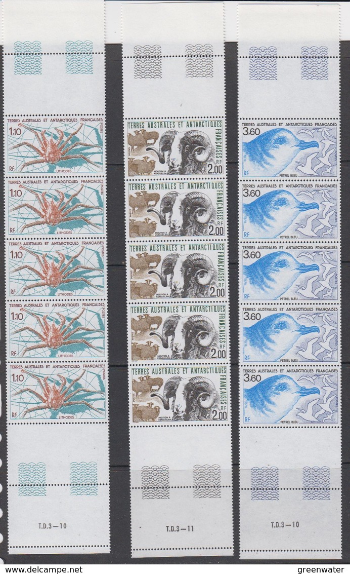 TAAF 1989 Animals 3v  Strip Of 5 V** Mnh (TA215A) - Ongebruikt