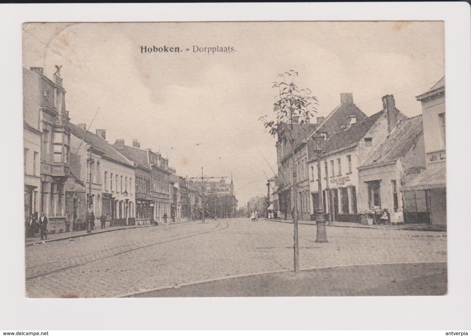 Hoboken - Mooie Kaart Dorpplaats Met Estaminet In Den Kleine Spiegel En Lusthof Gelopen 1920 - Antwerpen