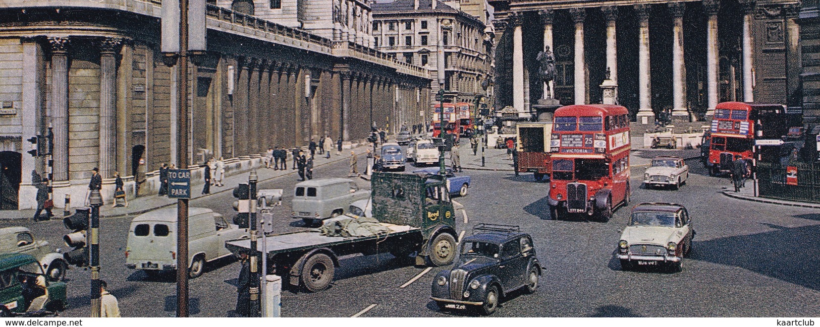 London: MORRIS EIGHT, LORRY, HUMBER HAWK II, COMMER COB, DOUBLE DECK BUSES - Bank Of England - Toerisme