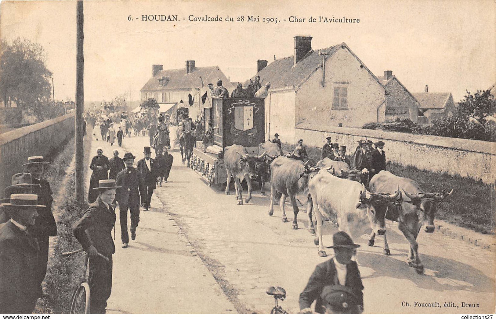 78-HOUDAN- CAVALCADE DU 28 MAI 1905, CHARS DE L'AVICULTURE - Houdan