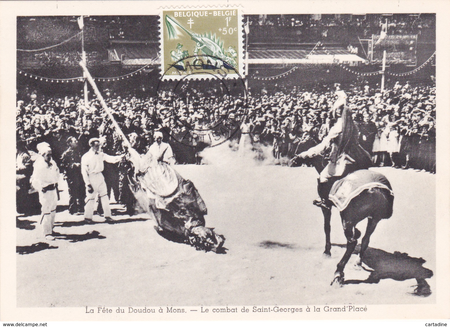 CM - La Fête Du DOUDOU à Mons - Le Combat De Saint-Georges à La Grand'Place - Timbre N° 1115 - 1960 - 1951-1960