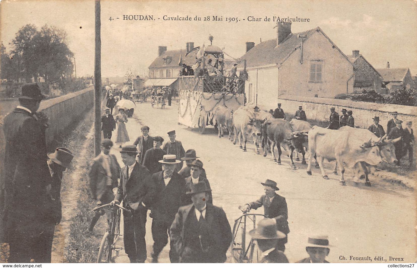 78-HOUDAN- CAVALCADE DU 28 MAI 1905, CHAR DE L'AGRICULTURE - Houdan