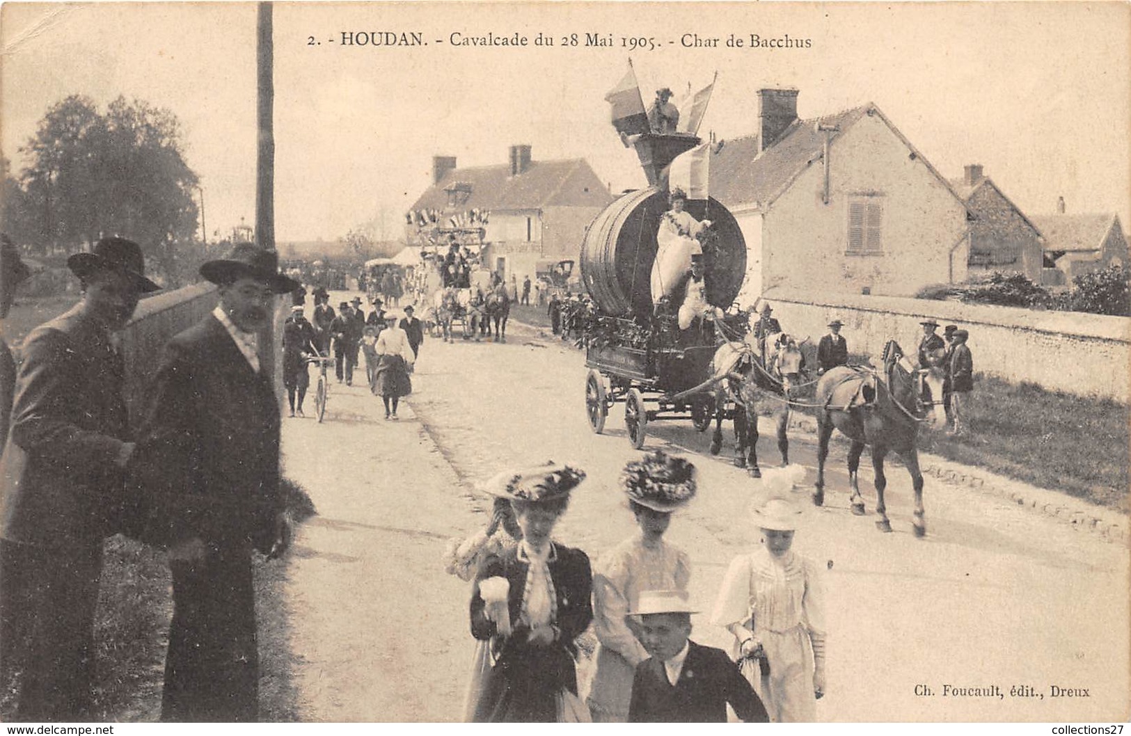 78-HOUDAN- CAVALCADE DU 28 MAI 1905, CHAR DE BACCHUS - Houdan