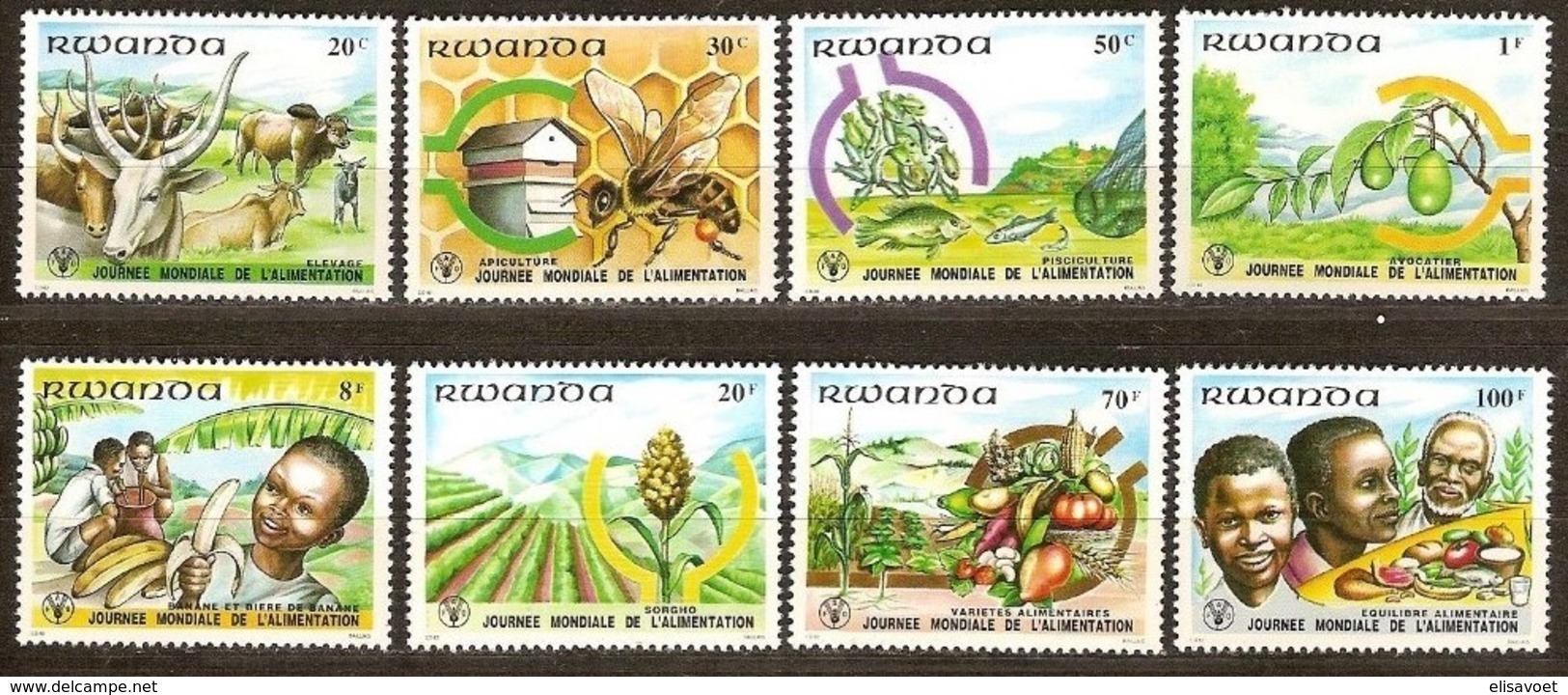 Rwanda Ruanda 1982 Yvertn°  1094-1101  *** MNH Cote 7,00 Euro   Flora Et Fauna - Neufs