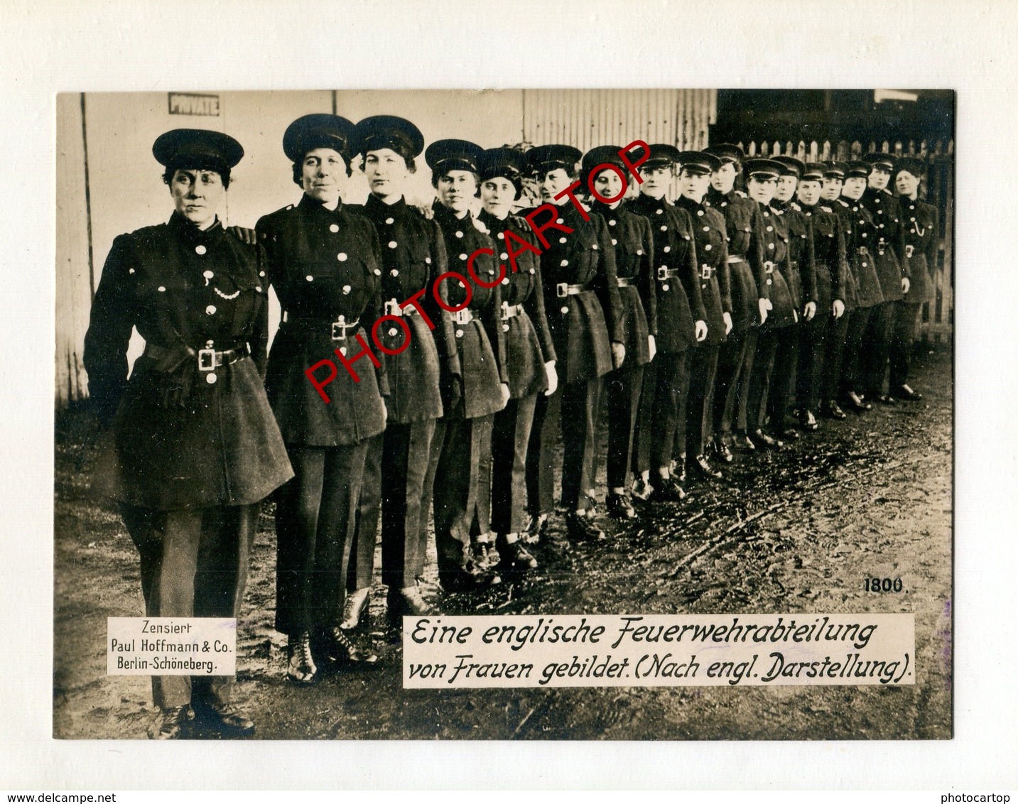 ANGLETERRE-Compagnie De FEMMES POMPIERS-Guerre 14-18-1WK-Grosse CP PHOTO Allemande-Paul HOFFMANN - Guerre 1914-18