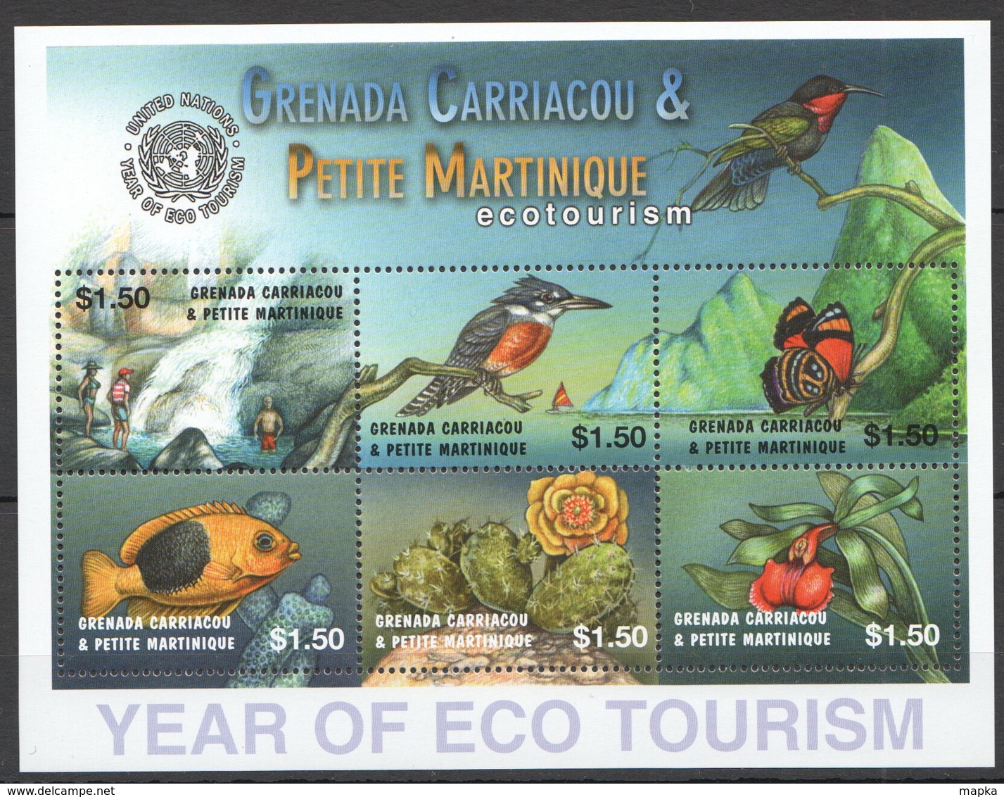 L968 GRENADA CARRIACOU & PETITE MARTINIQUE ECOTOURISM ECO TOURISM BIRDS BUTTERFLIES 1KB MNH - Sonstige & Ohne Zuordnung