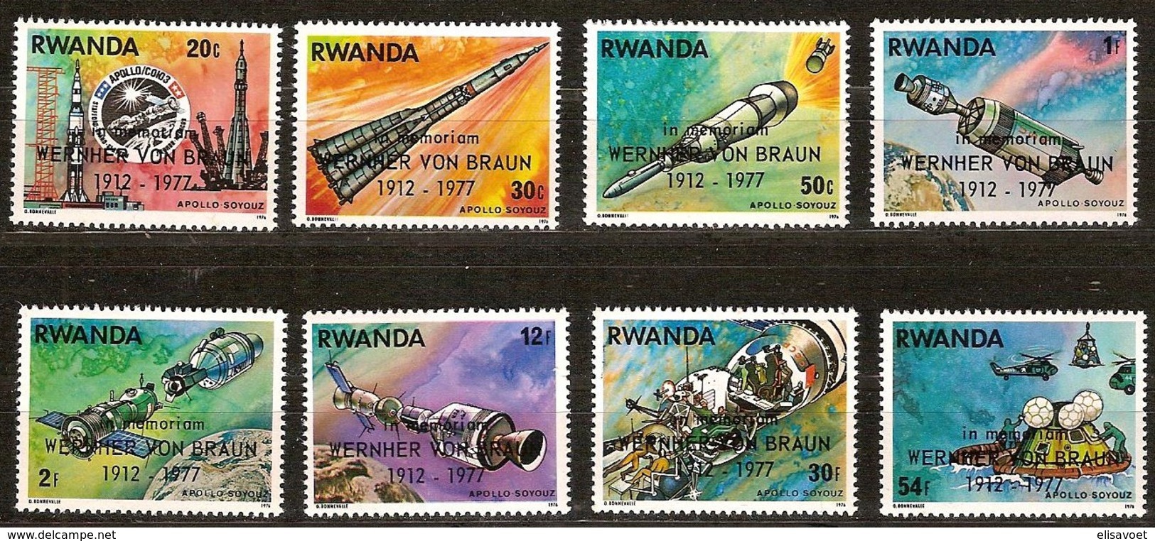 Rwanda Ruanda 1977 Yvertn°  838-845  *** MNH Cote 8,00 Euro  Wernher Von Braun - Neufs