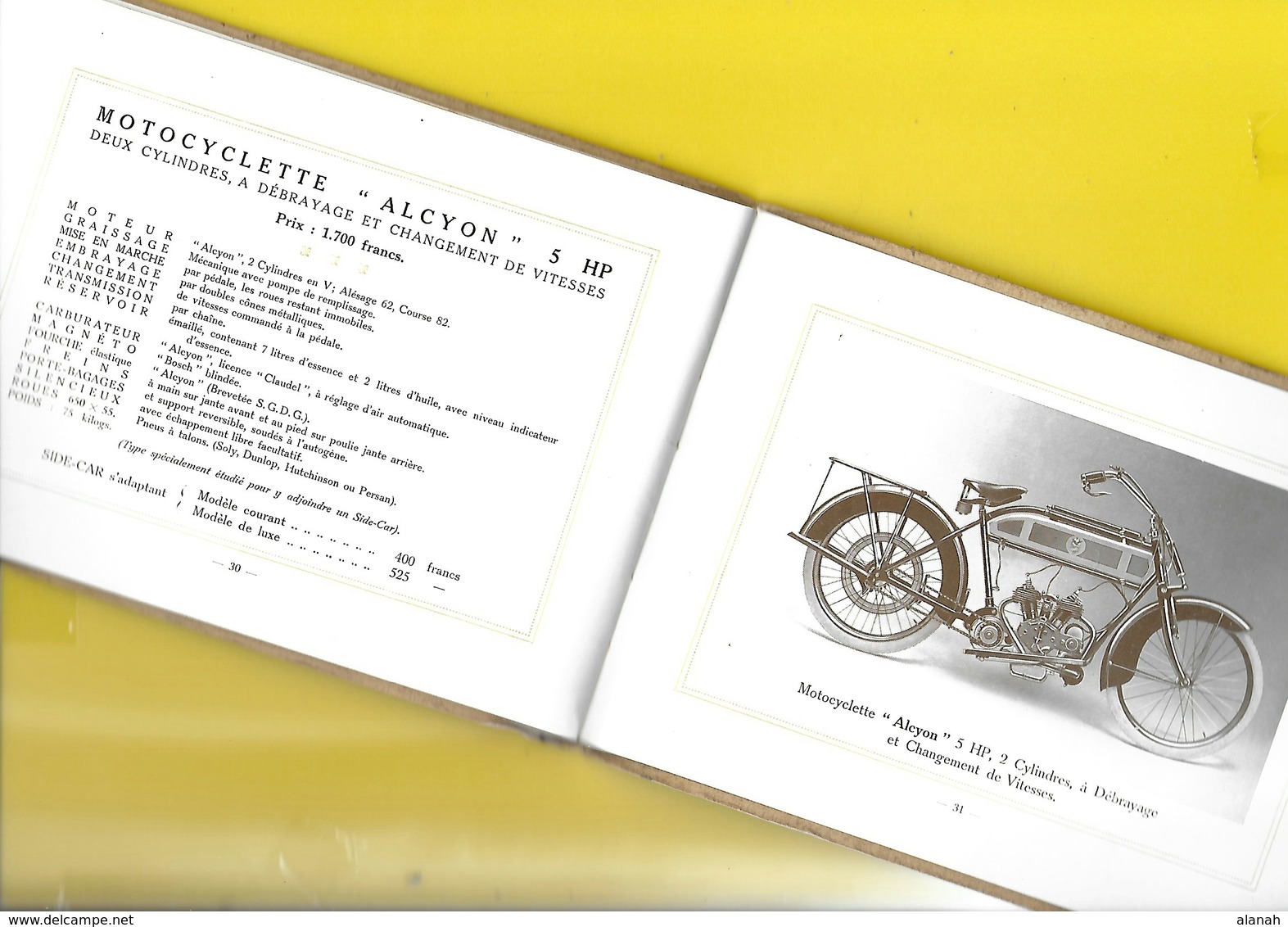 Catalogue 1914 Motocyclettes "ALCYON" 32 Pages + Couverture 13 X 18 Cm Env. - Motos