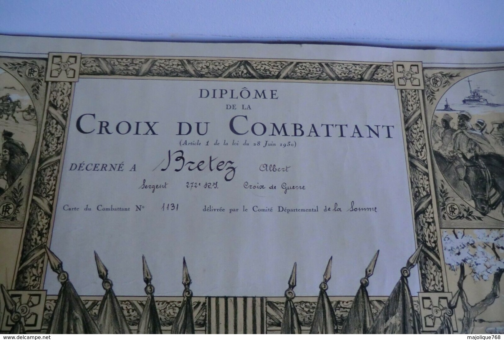 Diplôme De La Croix Du Combattant - Documents