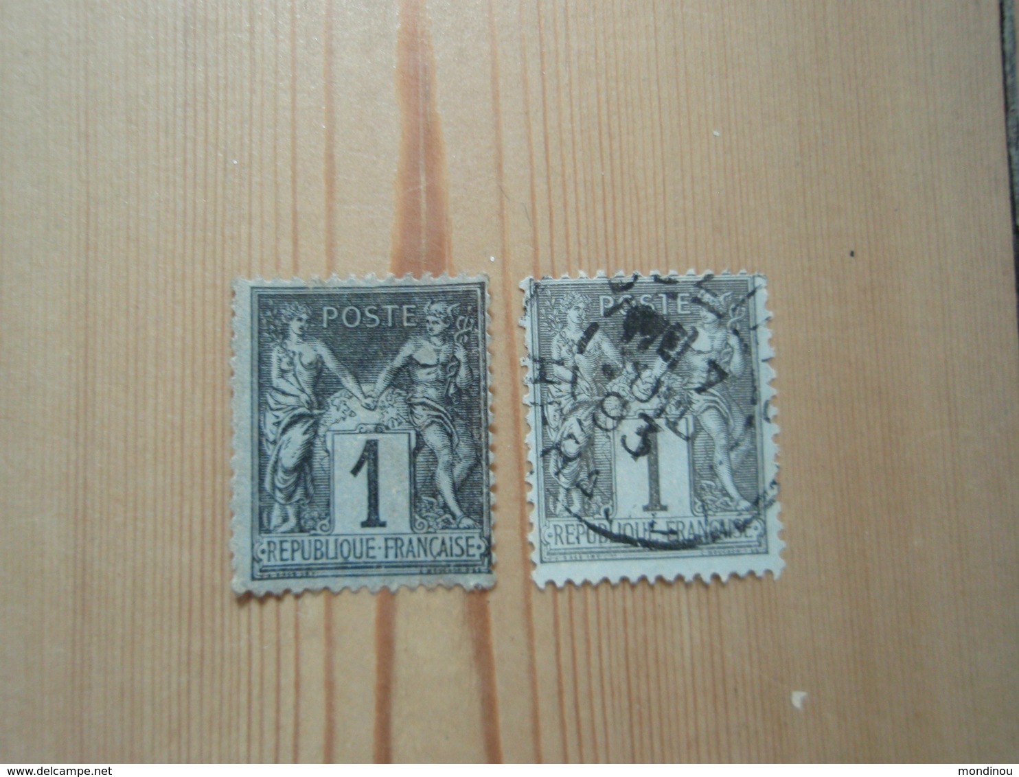 2 Timbres Sage 1c Type II Noir Sur Azuré N° 83  Y & T Oblitéré L'un 2 Nuances De Couleur.  Une Oblitération HERAULT 1893 - 1876-1898 Sage (Type II)