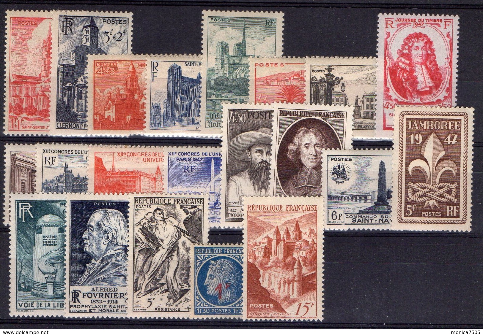 FRANCE ( POSTE ) Y&T  N°  772/792  " 1947 "  TIMBRES  NEUFS  SANS  TRACE  DE  CHARNIERE . - 1940-1949