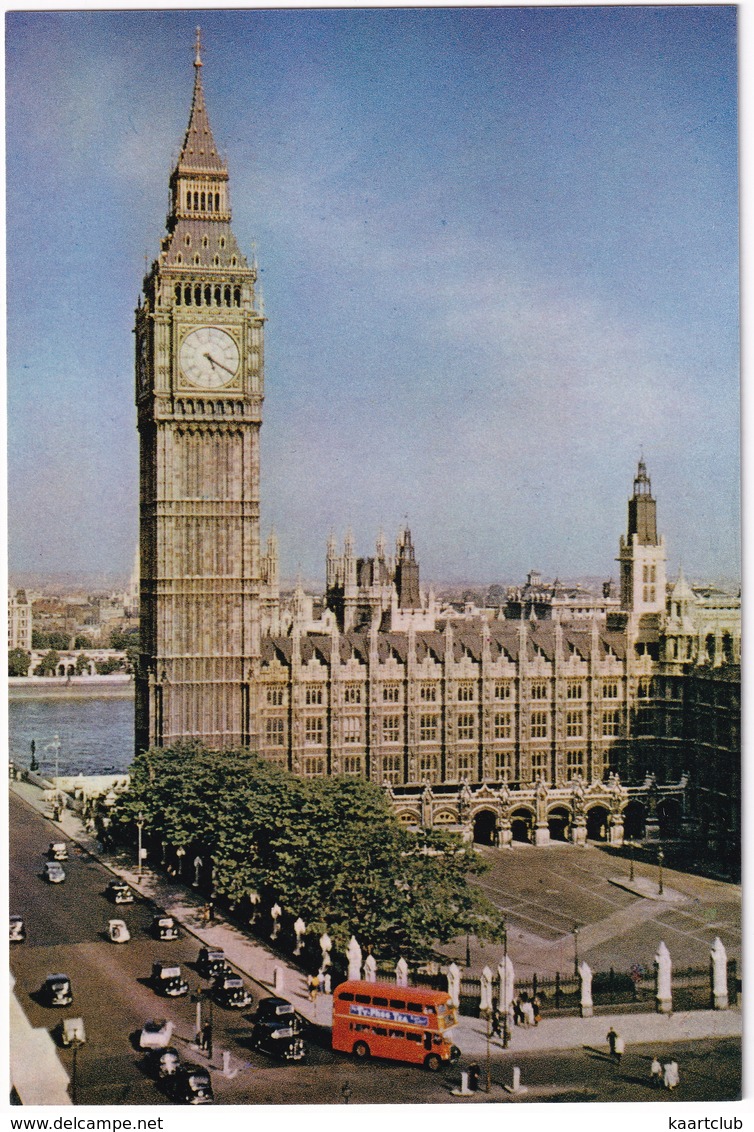 London: OLDTIMER CARS, AUSTIN FX2 TAXI,  DOUBLE DECK BUS - Big Ben From Treasury Building - Toerisme