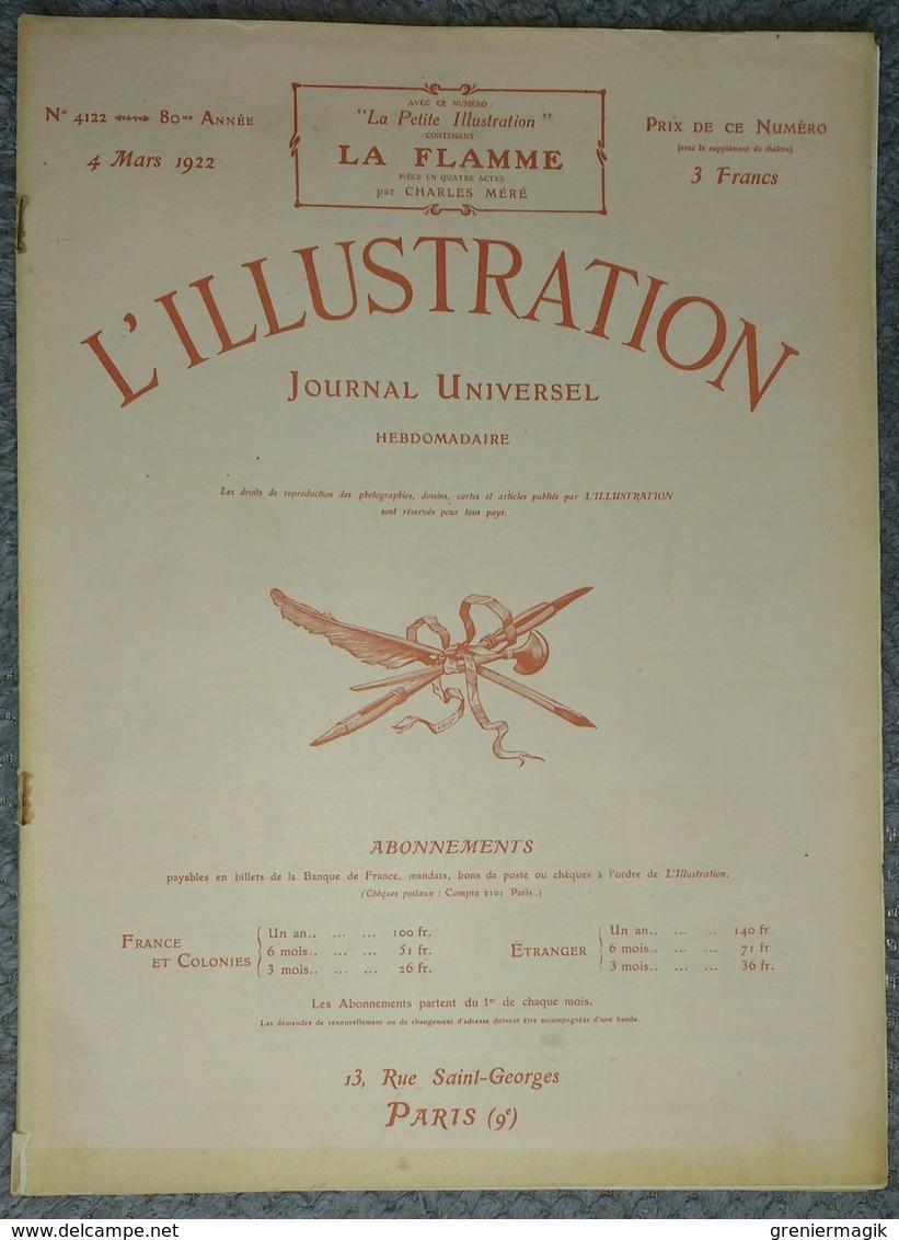 L'Illustration 4122 4 Mars 1922 Rugby France-Angleterre/Exposition Arts Décoratifs/Princesse Mary Lord Lascelles/Landru - L'Illustration