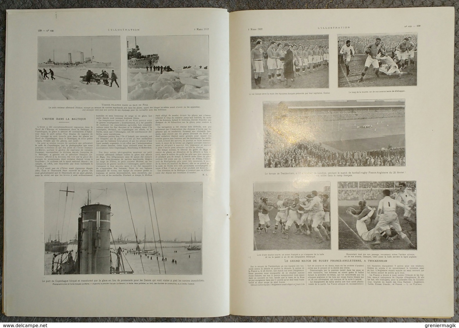 L'Illustration 4122 4 mars 1922 Rugby France-Angleterre/Exposition Arts décoratifs/Princesse Mary Lord Lascelles/Landru