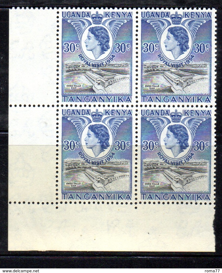 QUS174 - KENYA UGANDA & TANGANYIKA SG166 1954 ROYAL VISIT  In Splendida Quartina Integra ***  MNH - Montserrat