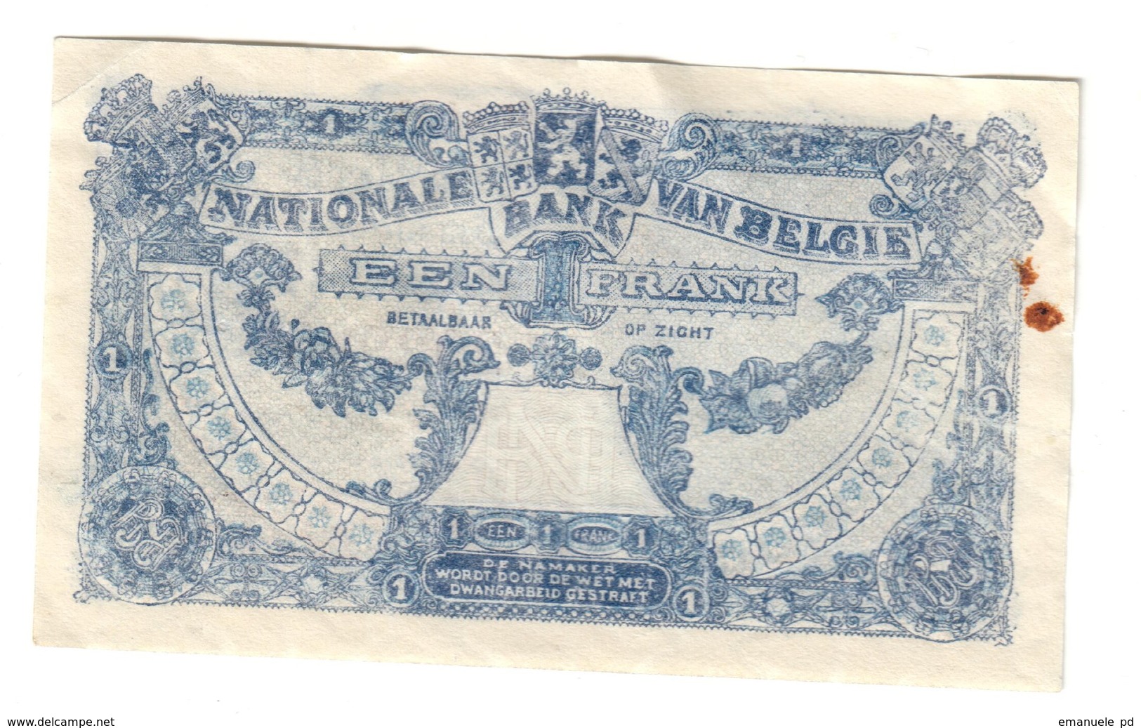 Belgium 1 Franc 08/04/1920 Print Error ?! *L* - 1 Franco