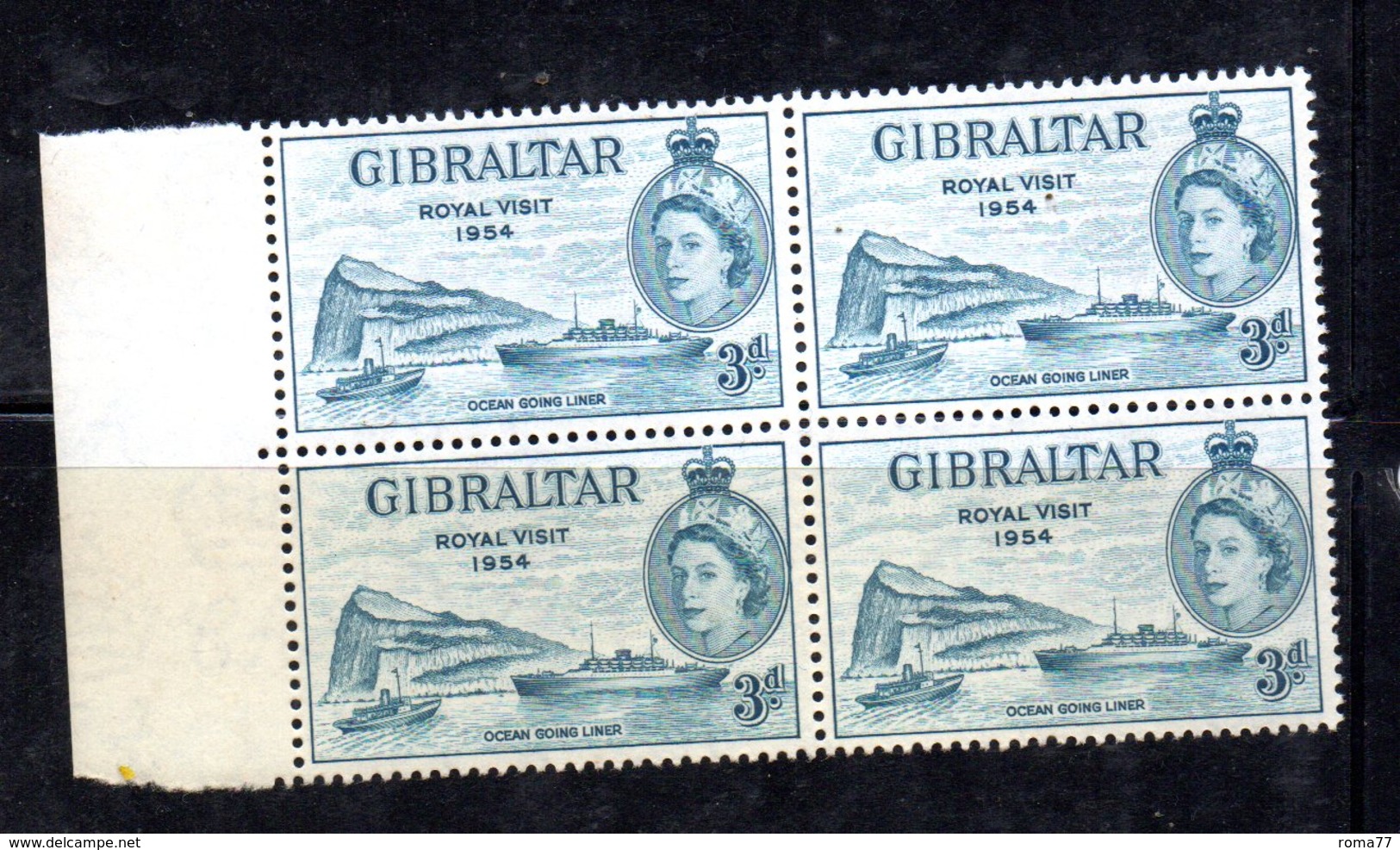 QUS175 - GIBILTERRA  1954  ROYAL VISIT  In Splendida Quartina Integra ***  MNH - Gibilterra