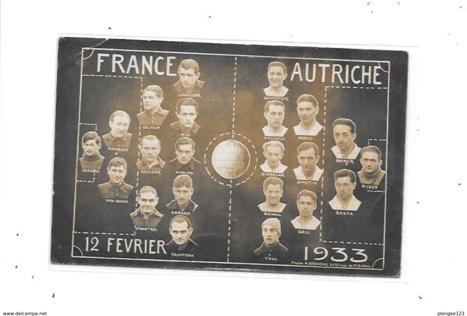 CPA Thème Sport, Football, FRANCE - AUTRICHE, 12 Février 1933 , La Composition Des équipes, - Football