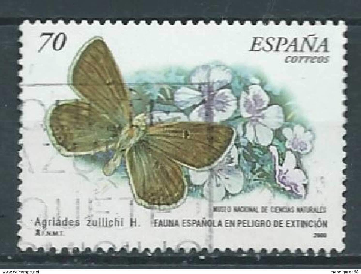 ESPAGNE SPANIEN SPAIN ESPAÑA 2000 BUTTERFLY- FLOWER, MARIPOSA-FLOR USED 70 PTAS ED 3695 YV 3262 MI 3528 SG 3634 SC 3024 - Usados