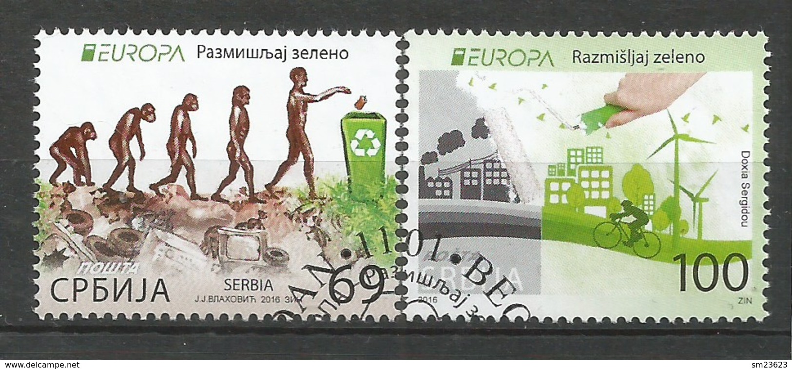 Serbien  2016  Mi.Nr. 667 / 668 , EUROPA CEPT - Think Green - Gestempelt / Used / (o) - Serbien
