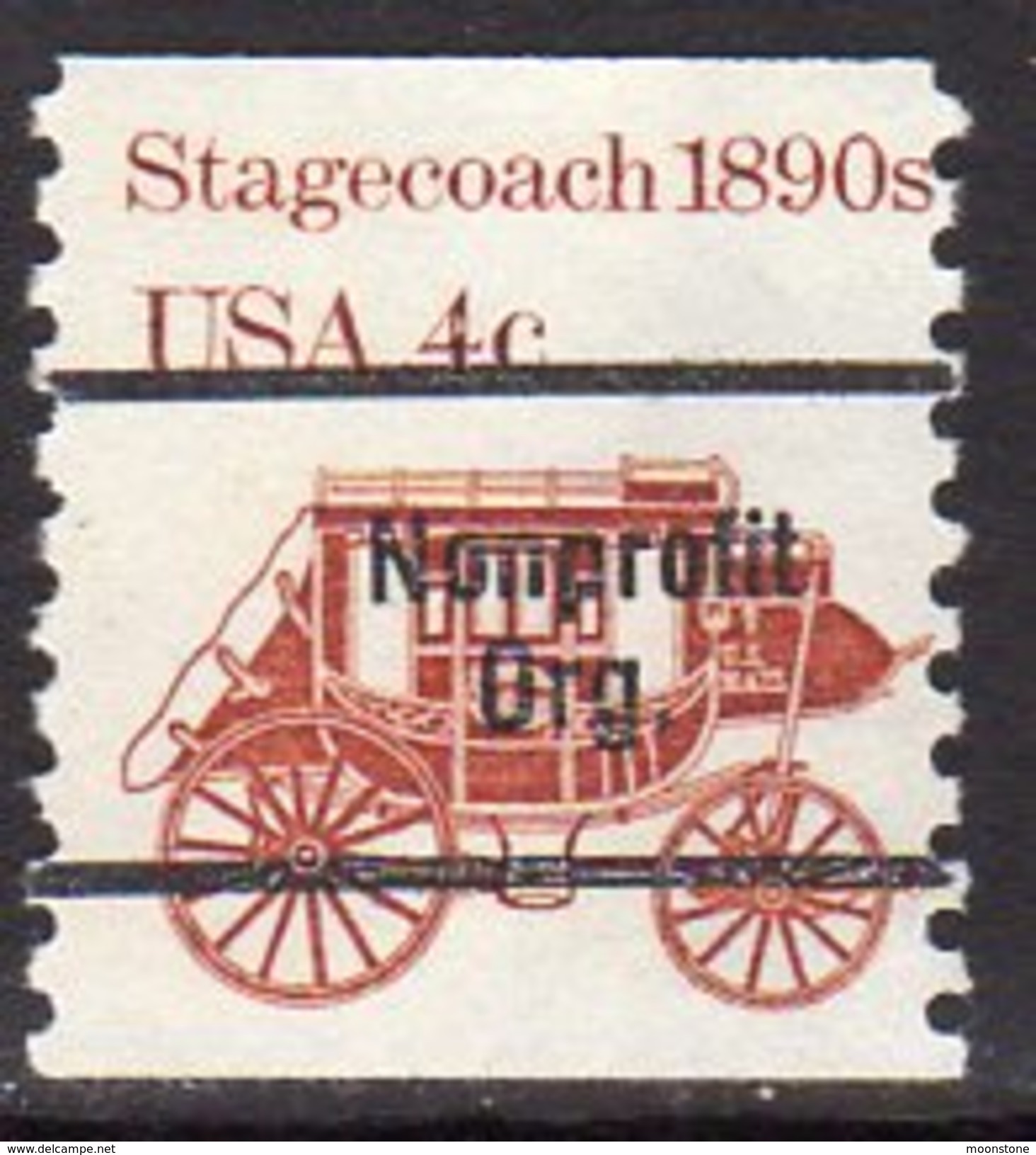 USA 1981 Transport Coil Stamps, 4c  Redrawn Stagecoach Presort, MNH (SG 1869b) - Unused Stamps