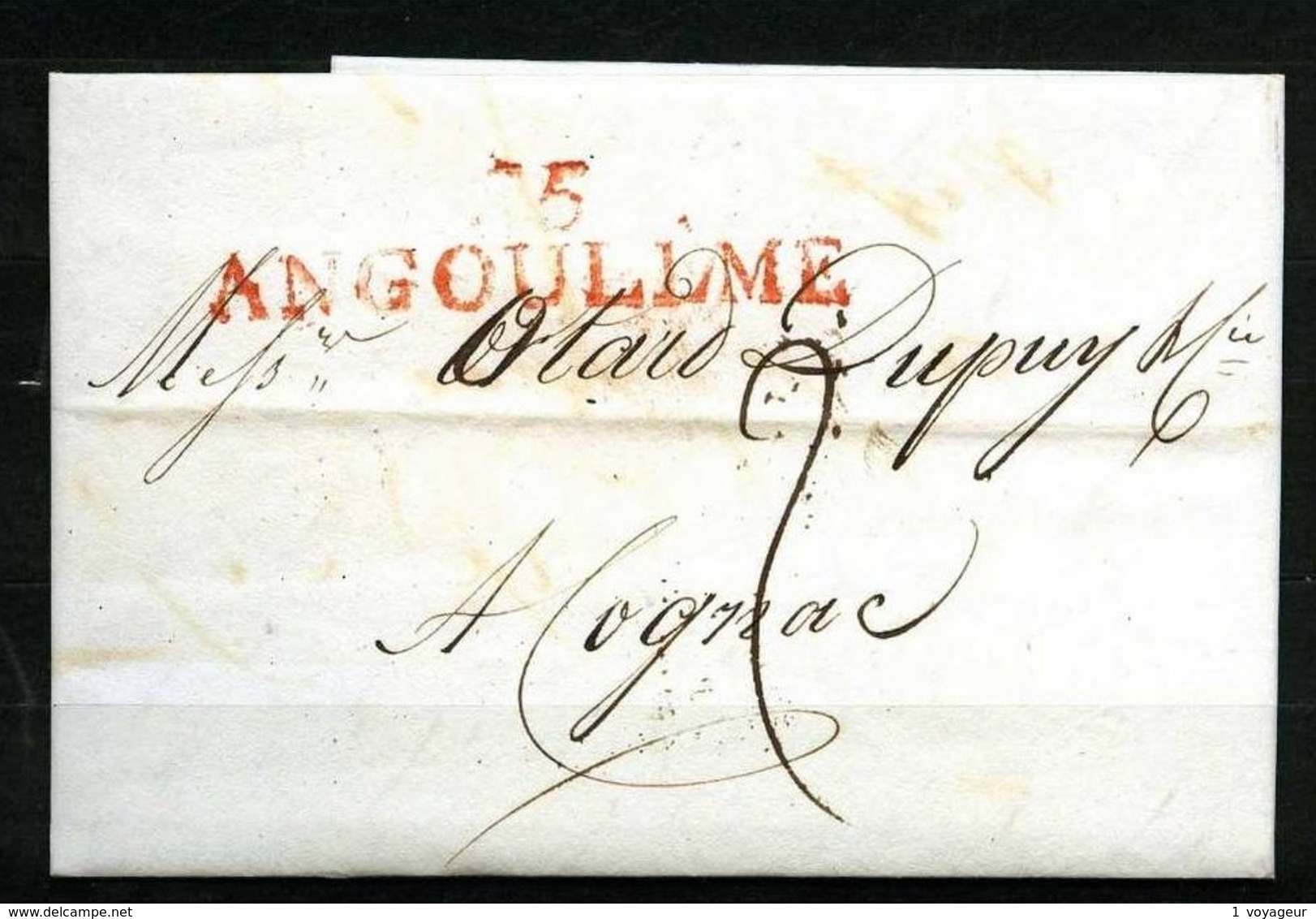 1806 - Marque "15 / ANGOULEME" En ROUGE - 5 Nivose An 14 - Sur Lettre - 1801-1848: Precursors XIX