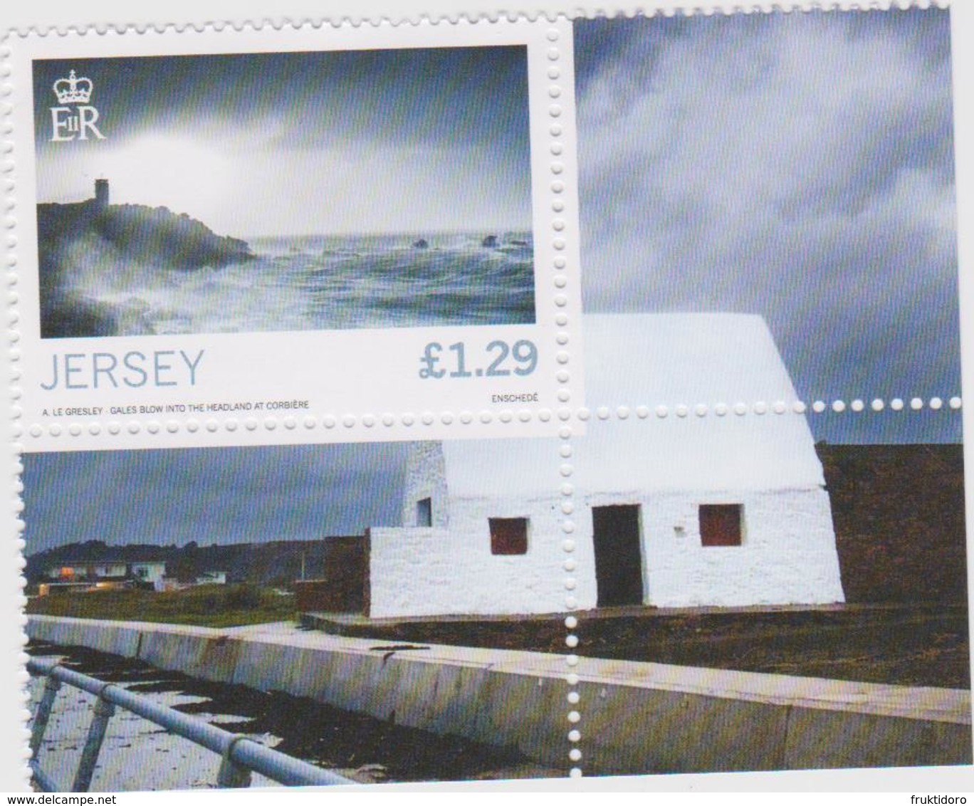 Jersey Mi 2078 Jersey Seasons - Winter - Gales Blow Into The Headland At Corbière  * * 2016 - Jersey