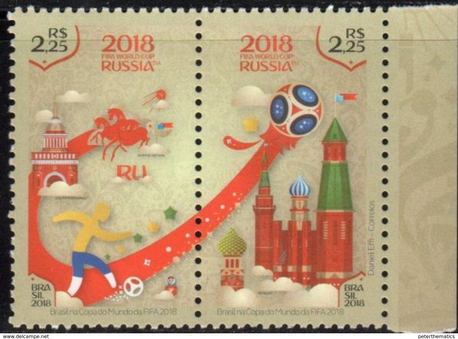 BRAZIL , 2018, MNH, FOOTBALL, FIFA WORLD CUP, RUSSIA 2018, 2v - 2018 – Russia