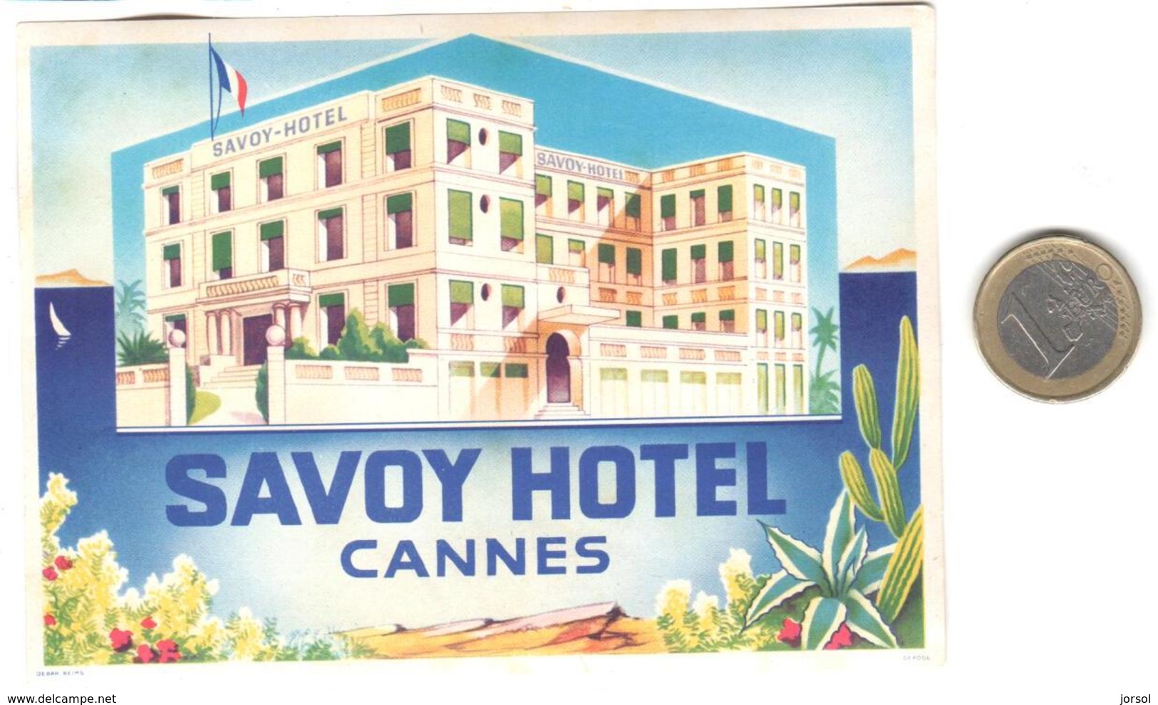 ETIQUETA DE HOTEL  - SAVOY HOTEL  - CANNES  -FRANCIA - Etiquetas De Hotel
