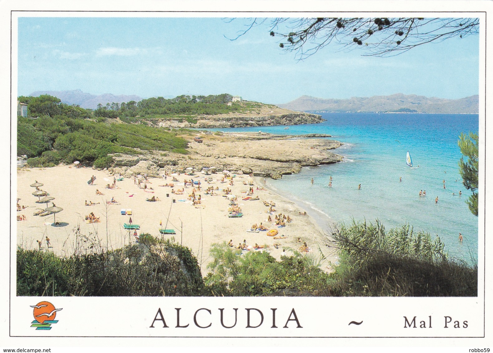 Spain Mallorca Alcudia Playa De Es Mal Postcard 1996 Mailfast Postmark Used Good Condition - Other & Unclassified