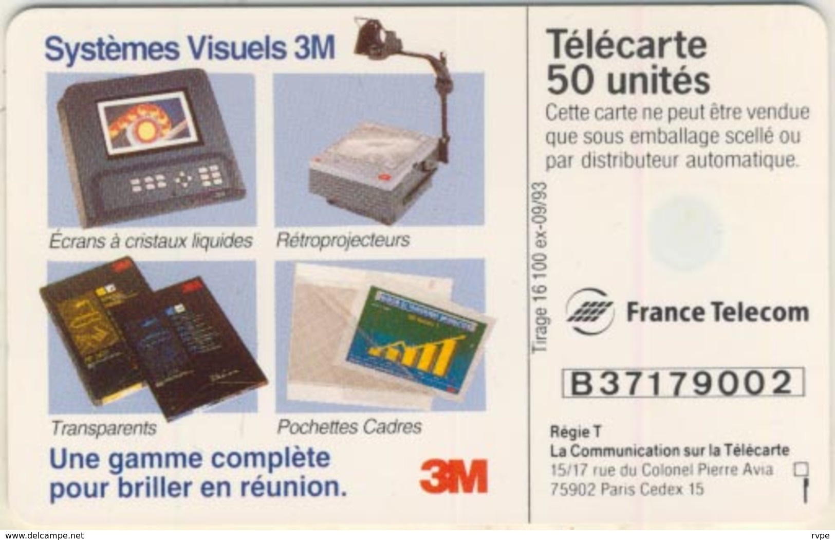 Télécarte  50 Unités  3M RETROPROJECTEUR - 1993