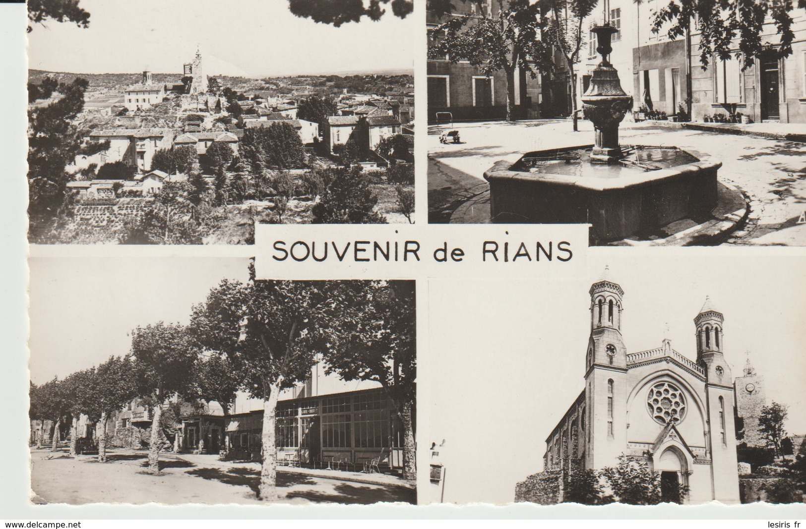 C.P. - PHOTO - SOUVENIR DE RIANS - 4 VUES - VUE GÉNÉRALE - LA PLAGE - L'ESPLANADE - L'EGLISE - TARDY - - Rians