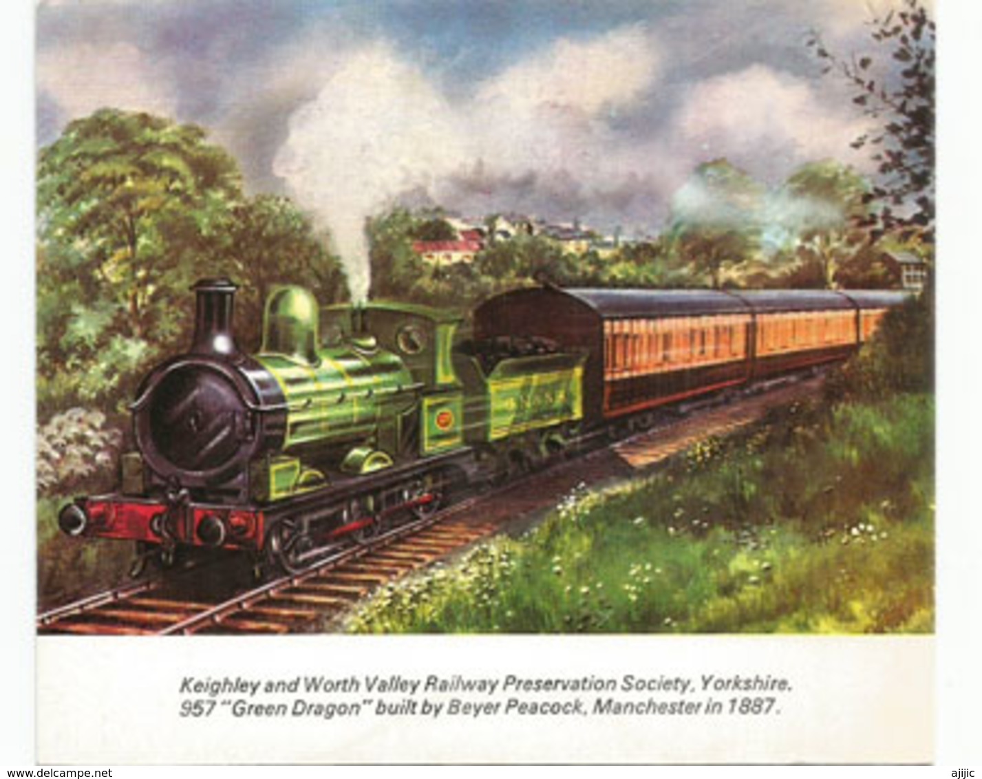 ENGLAND.Keighley & Worth Valley Railway "Yorkshire 957 Green Dragon"  Steam Train, Card Collection From Brook Motors - Trains