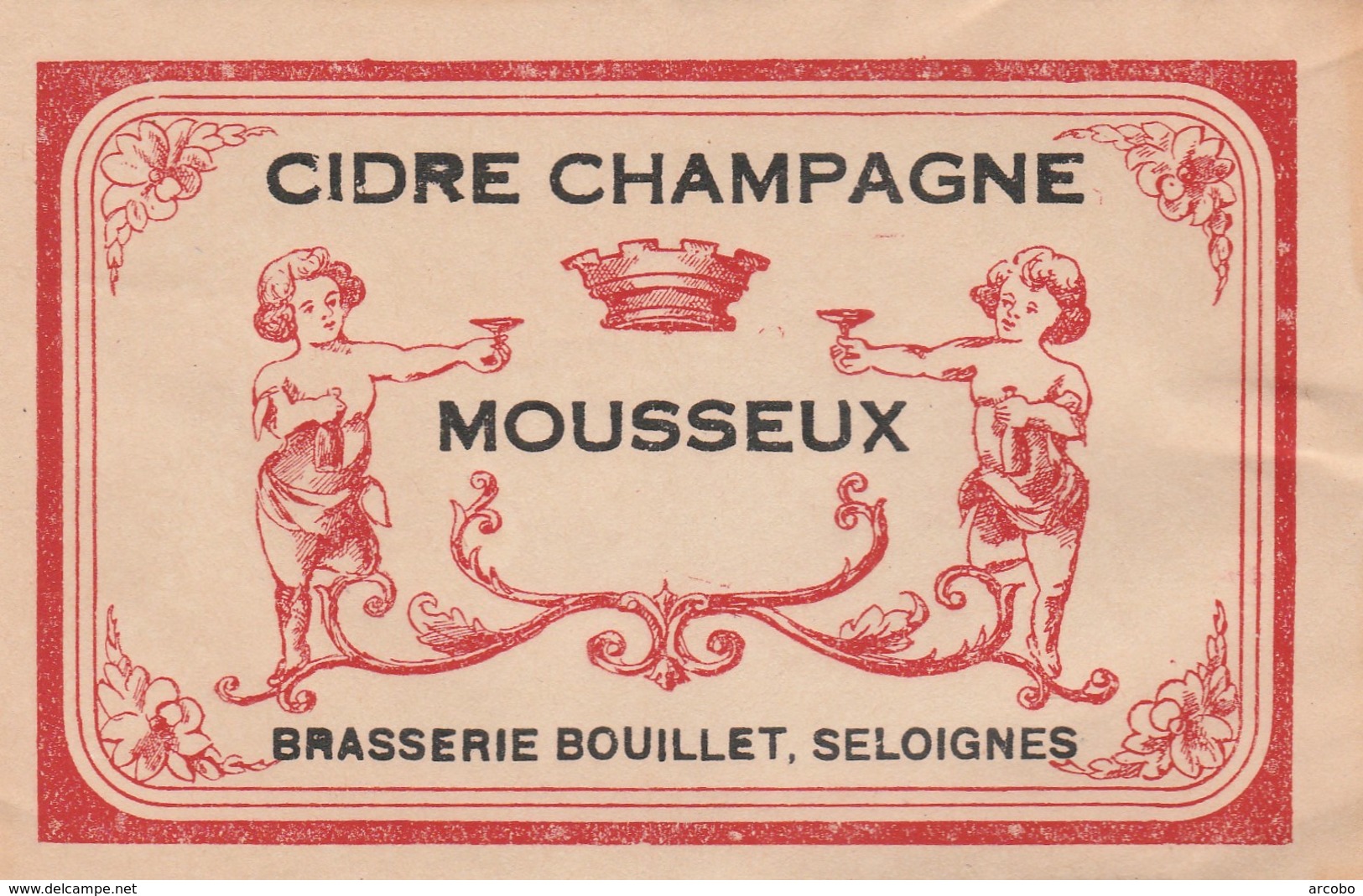 BRASSERIE BOUILLET ; SELOIGNIES ; CIDRE CHAMPAGNE MOUSSEUX Oud Etiket - Bebidas