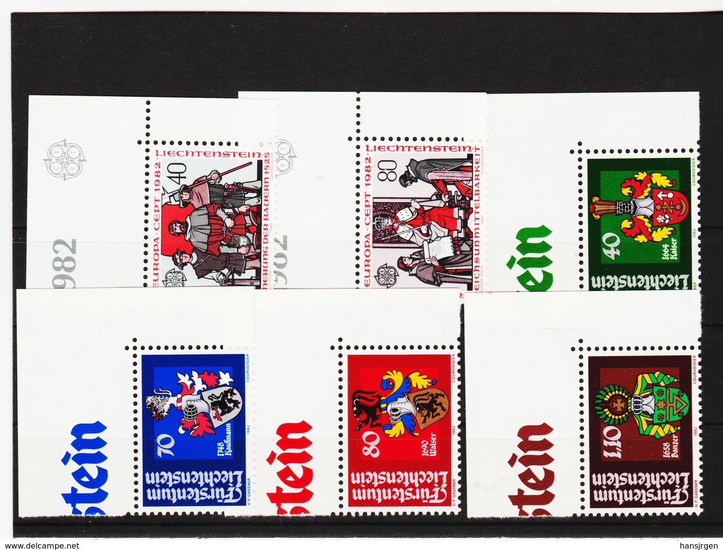 LKA43 LIECHTENSTEIN 1982 Michl 791/96 ECKRAND ** Postfrisch SIEHE ABBILDUNG - Ungebraucht