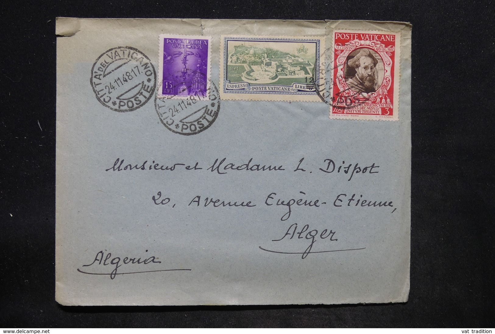 VATICAN - Enveloppe De La Cité Pour Alger En 1948 , Affranchissement Plaisant - L 25711 - Lettres & Documents