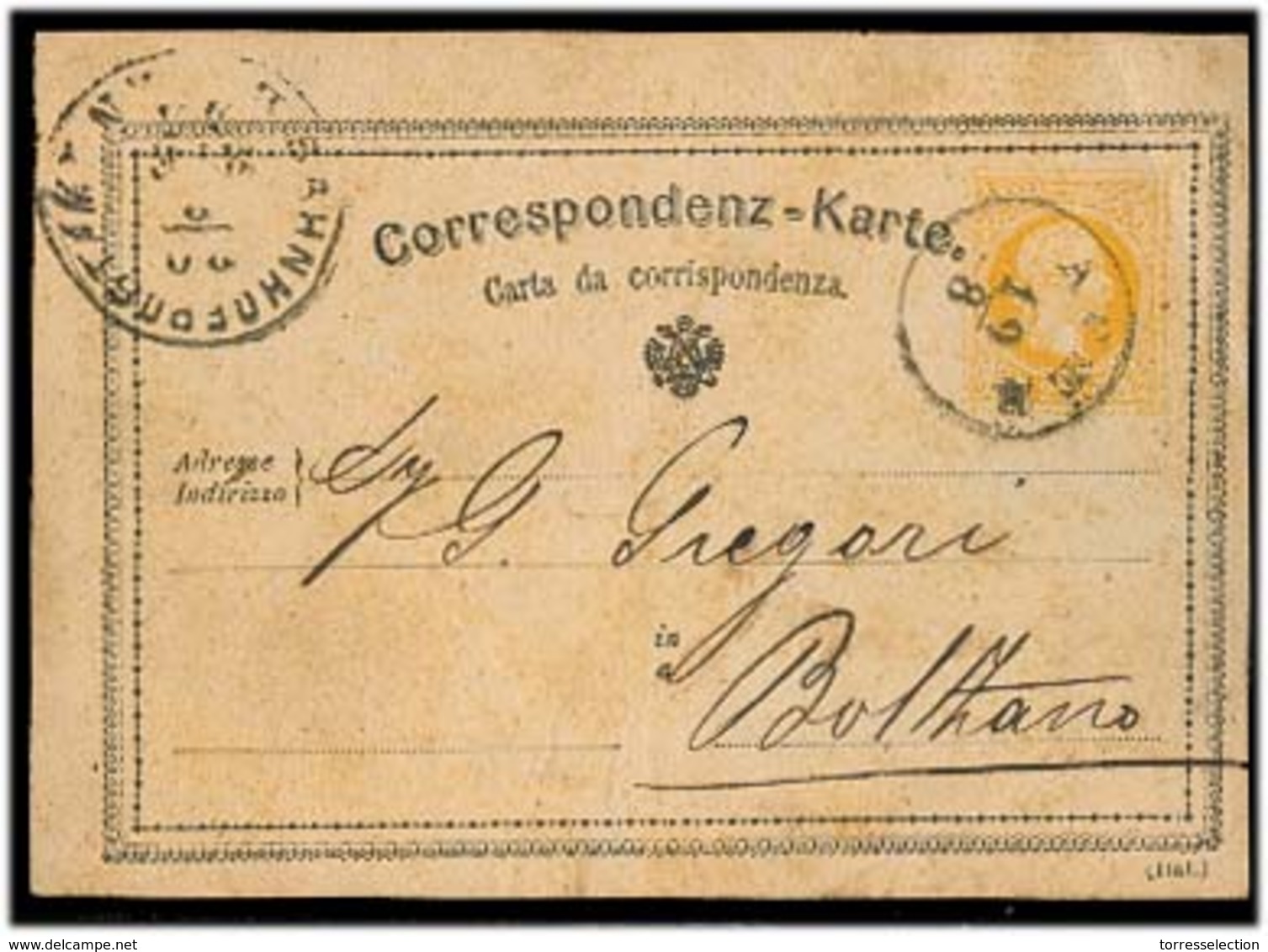 ITALY. 1875. Aner / Ora - Bolzano. 1867 Bilingual Italian Austria 2kr Sat Card / Cds. Via Bozen Stat Scarce. - Unclassified