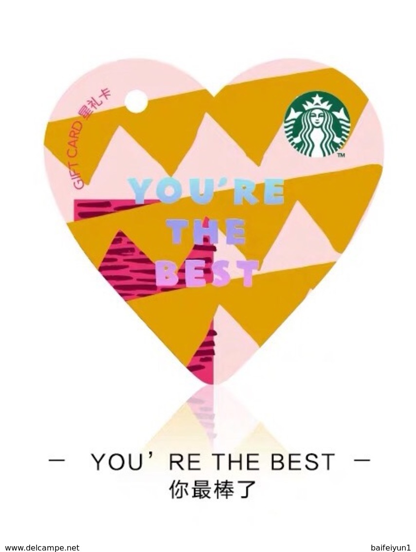 Starbucks China 2019 Valentine Day Die Cut Heart Shaped Gift Card - Chine