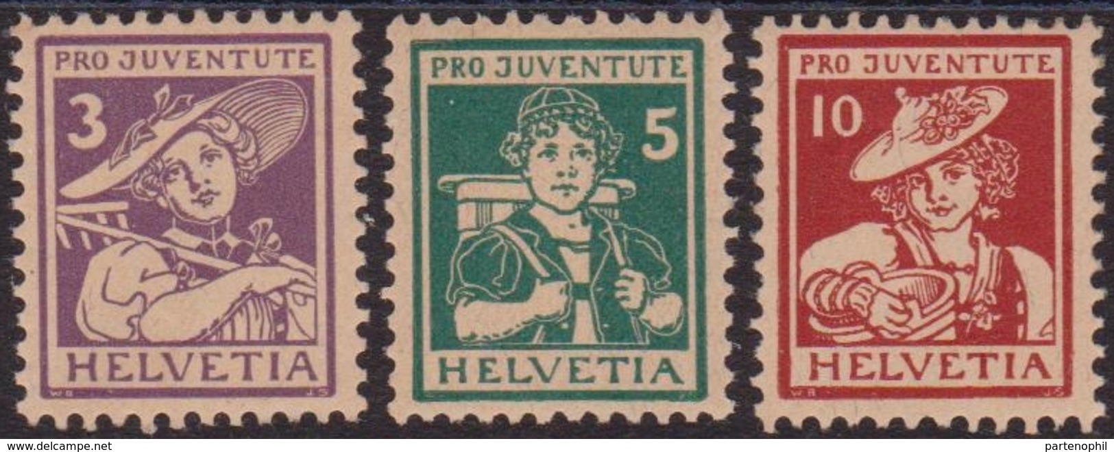 Svizzera Swiss - 682 ** 1916 – Pro Juventute Costumi, N. 151/153. Cat. € 200,00. SPL - Nuovi