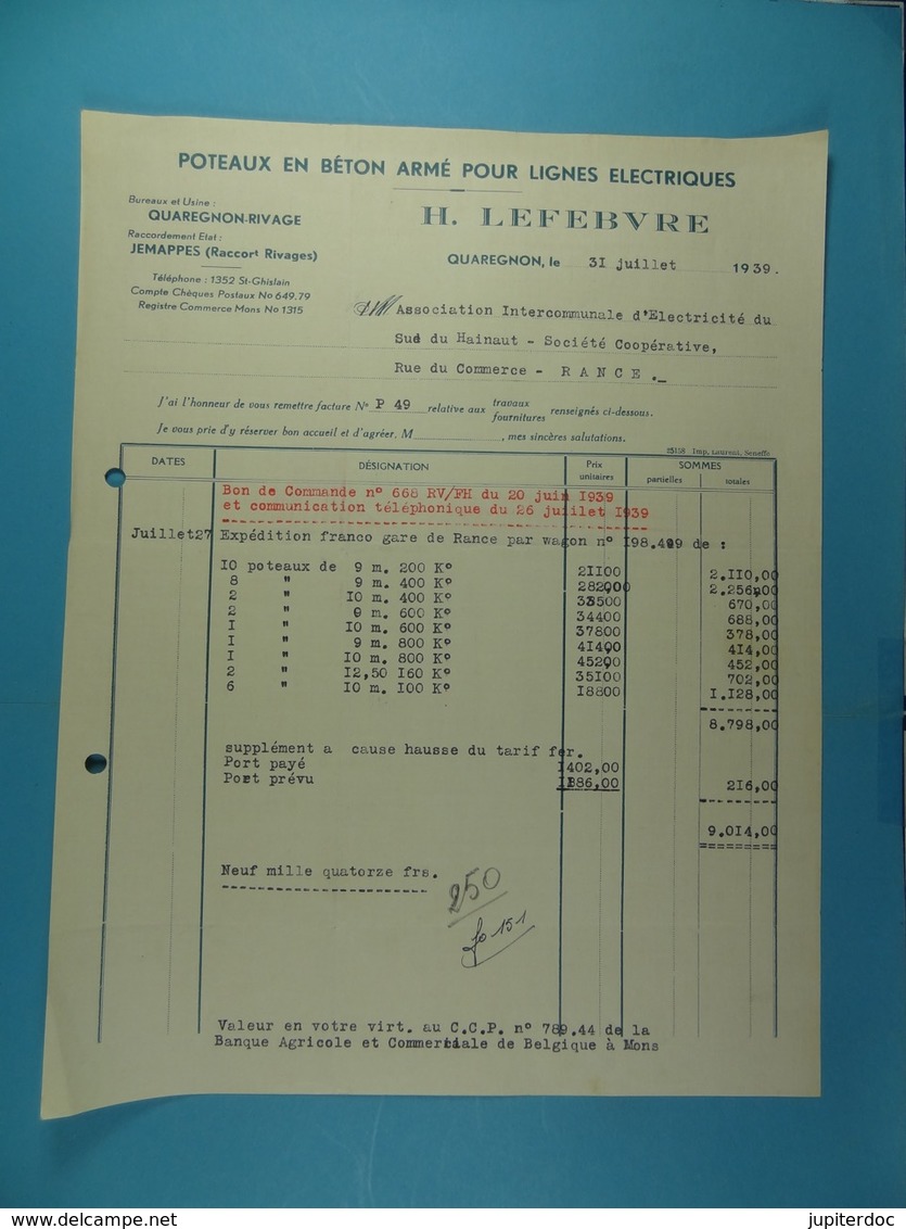 Poteaux En Béton Armé Pour Lignes électriques Quaregnon /28/ - Electricidad & Gas