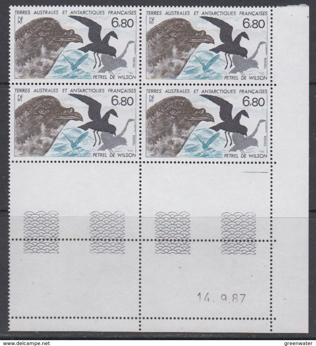 TAAF 1988 Petrel De Wilson 1v Bl Of 4 (corner, Printing Date) ** Mnh (TA224) - Unused Stamps