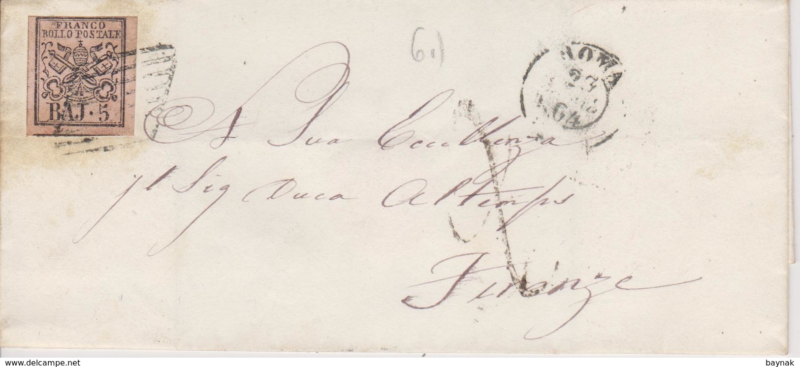 LETTER  ~~  5 BAJ  ~~  ROMA  ~  1864 - Kirchenstaaten